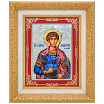 0072870-НП ИКОНА на перламутре "СВ. ДМИТРИЙ СОЛУНСКИЙ" 29,5*35см