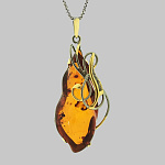 723026/6,28г  Серебро 925* ПОДВЕСКА вст.Янтарь р/п