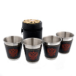 0011967 Сувенир Набор СТОПОК Герб РФ  больш 4шт. в футляре