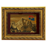 0065154-46*35см КАРТИНА на  сус.золоте "МОНАХ НА ФОНЕ ГОРЫ АРАРАТ" (короб ДУБ) 