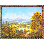 0052501/1924/30*40см  Нат.камень Картина"Озерный край" Багет №4 4464