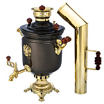 0069475 КОМПЛЕКТ КОМБИНИРОВАННЫЙ САМОВАР+труба латунный, черный никель, Герб РФ 5л