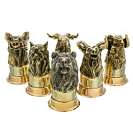 02024/6пр- НБ-простая-упак Бронзовое литье Набор стопок "Звери" 6 персон в ПУ