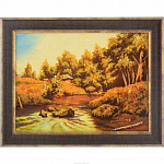 Янтарная картина пейзаж "Летом у реки"