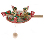 00175939 Богородская ИГРУШКА"Курочки клюют зерно"механическая, зел+беж