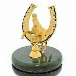 0017203 Златоуст ПОДКОВА (КОНЬ) на подставке Нефрит, камни РAZ-6926