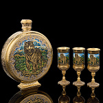 Питейный набор с флягой и рюмками "Тигр". Златоуст