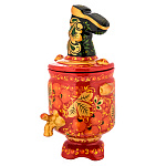 0061117 Хохлома Шкатулка/САХАРНИЦА "САМОВАР С САПОГОМ"  10*20см