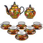 0069680 Хохлома Сервиз чайный "РЯБИНУШКА" на 6 персон 14 пр. 