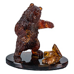 300211-Сувенир.Скульптура Янтарная "МЕДВЕДЬ" 11.5*11 см