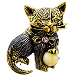 0045178/1150.4 Брошь Котенок Усатый (белый)