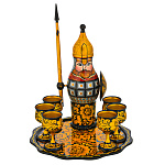 Питейный набор на 6 персон "Богатырь". Хохлома