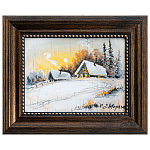 202899/11*14см Береста КАРТИНА "УТРО ДЕКАБРЯ" , Авт.работа