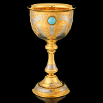 -М Златоуст КУБОК УКРАШЕННЫЙ  Позолота, БИРЮЗА в п/у
