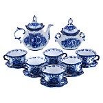 Чайный сервиз на 6 персон "Анемон". Гжель