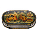 0065084-16*9  Лаковая миниатюра Палех ШКАТУЛКА "ЯРМАРКА" Белова