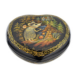   лаковая миниатюра ШКАТУЛКА "Мышь" сердечко 8,5*7,5*3см Авт.Краснов