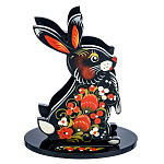 00697391 Хохлома САЛФЕТНИЦА -КРОЛИК сидит на задних лапах уши подняты