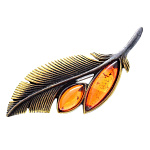 0045291/1639.4 Брошь Перышко Счастья (коньячный)