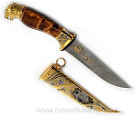  Златоуст Оружие сувенирное НОЖ "ВОЛК" н/дамаск, в П/У