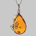 723019/5,05г  Серебро 925* ПОДВЕСКА вст.Янтарь р/п