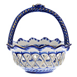 0046447/зол Гжель КОНФЕТНИЦА "ЯГОДКА"кобальт в золоте