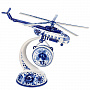 Часы "Вертолет". Гжель, фотография 2. Интернет-магазин ЛАВКА ПОДАРКОВ