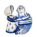 10290 Гжель Скульптура "Водяной" 9*9см Авт.Черновы Л.и В