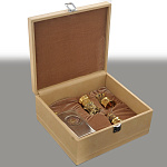 8695 Набор подарочный: Фляжка+3 стопки"Звери"(нерж.сталь, олово, латунь)  в ПУ