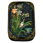 0060979/16*11см  Лаковая миниатюра Палех ШКАТУЛКА "Ирисы" Воронина в П/У