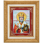 0073196 -НП ИКОНА на перламутре "Св.НИКОЛАЙ ЧУДОТВОРЕЦ" 29,5*35см