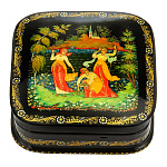 0065219/9*9см Лаковая миниатюра Палех ШКАТУЛКА "СЕНОКОС" Бахирева