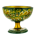 2113 Хохлома Конфетница на ножке  рисунок "Ландыши" выс.12см