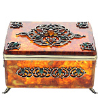 0050315 Янтарь ШКАТУЛКА ДЛЯ ЧАЯ "Восточная" в ПУ Бронза 