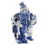 7763 Гжель Скульптура "Карабас-Барабас" 17*11см Авт.Черновы Л.и В 