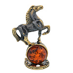 0071781/384.1 Лошадка на подкове-2  без подставки Сувенир (коньячный)