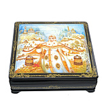 0013806 Лаковая миниатюра Шкатулка "Зимняя сказка" (АР Чернова) 17*17см (1263-1)