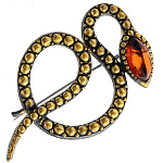 0045142/1957.4 Брошь Змея Гремучая (коньячный)