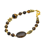 0065849 Нат.камни БРАСЛЕТ ТИГРОВЫЙ ГЛАЗ, латунь 19см