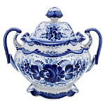 0015056 /№1 Гжель Сахарница "Семейная №1"Большая 18*19см Авт. Алехин С.С. 