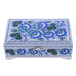 0060910/23*14см-ЗИМА Хохлома Шкатулка "ЦВЕТЫ"на белом Р7  Н 0515