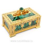 0016147/ФР Нат.камень ШКАТУЛКА МАЛАХИТОВАЯ 14*22*15см