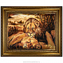 Картина янтарная "Лев и львица" 84х104 см, фотография 1. Интернет-магазин ЛАВКА ПОДАРКОВ