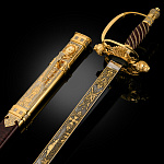 0063229 Оружие сувенирное ШПАГА "ГЕНЕРАЛИССИМУС СУВОРОВ" , 95х18, золото 999,9