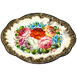 202811 Поднос сувенирный "ЦВЕТЫ" (фон БЕЖ ) 33*23 СМ