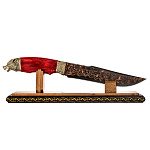 0068281  Нож "Волк" дамаск; медированный ; рукоятка - карельская береза стабилизированная