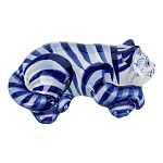  Гжель Сувенир  КОТ МУРЛЫКА полосатый лежащий  кобальт 16*7*13 см