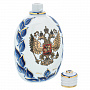 Фарфоровый штоф-фляжка 0,5 л "Герб РФ". Гжель в золоте, фотография 2. Интернет-магазин ЛАВКА ПОДАРКОВ