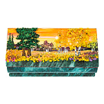 0074926/1077 ШКАТУЛКА ОСЕНЬ Змеевик, каменная крошка 145*75*75 мм