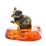 0047007/371 Сувенир Мышка с зернышком на подставке Сувенир (коньячный)